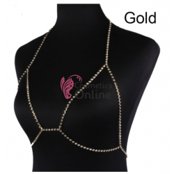 Accesoriu de bust Luxury BLX003 din metal cu strasuri pentru rochii elegante, costum de baie - Auriu